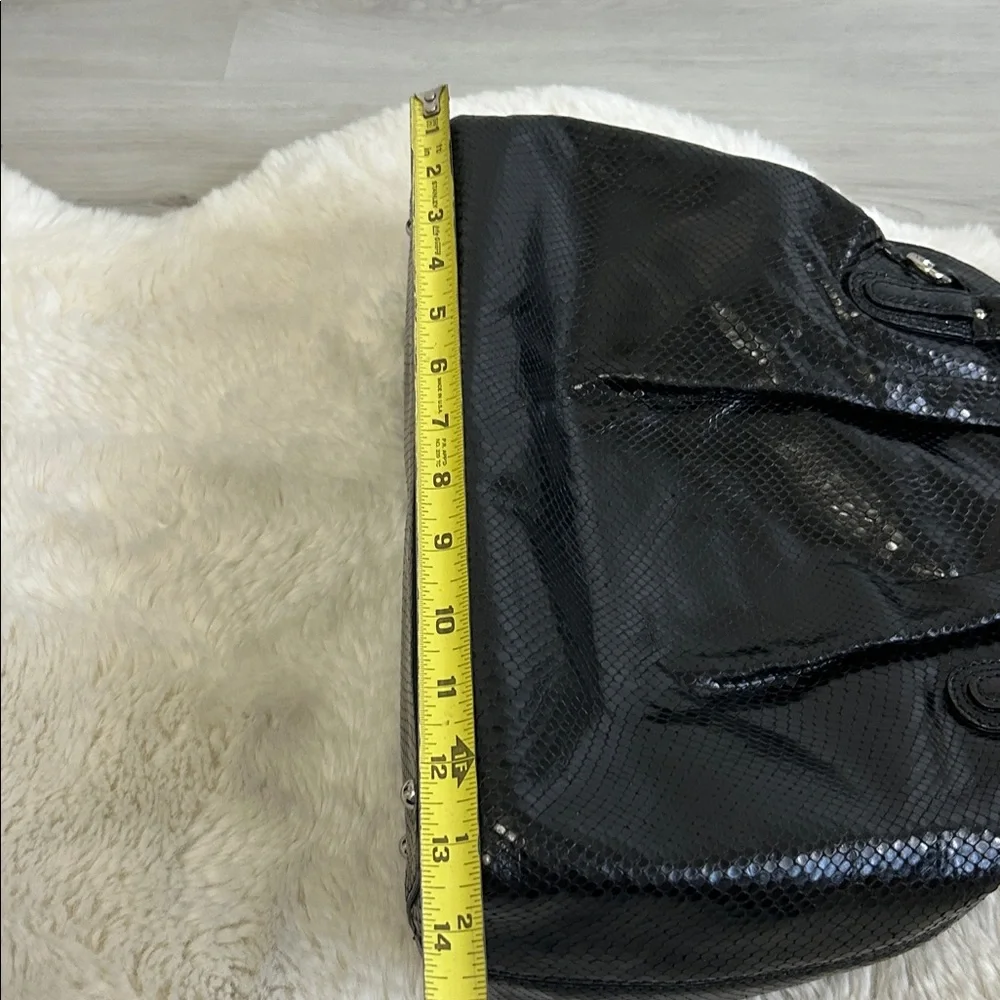 Banana Republic Black Faux Snakeskin Satchel Doctor’s Bag